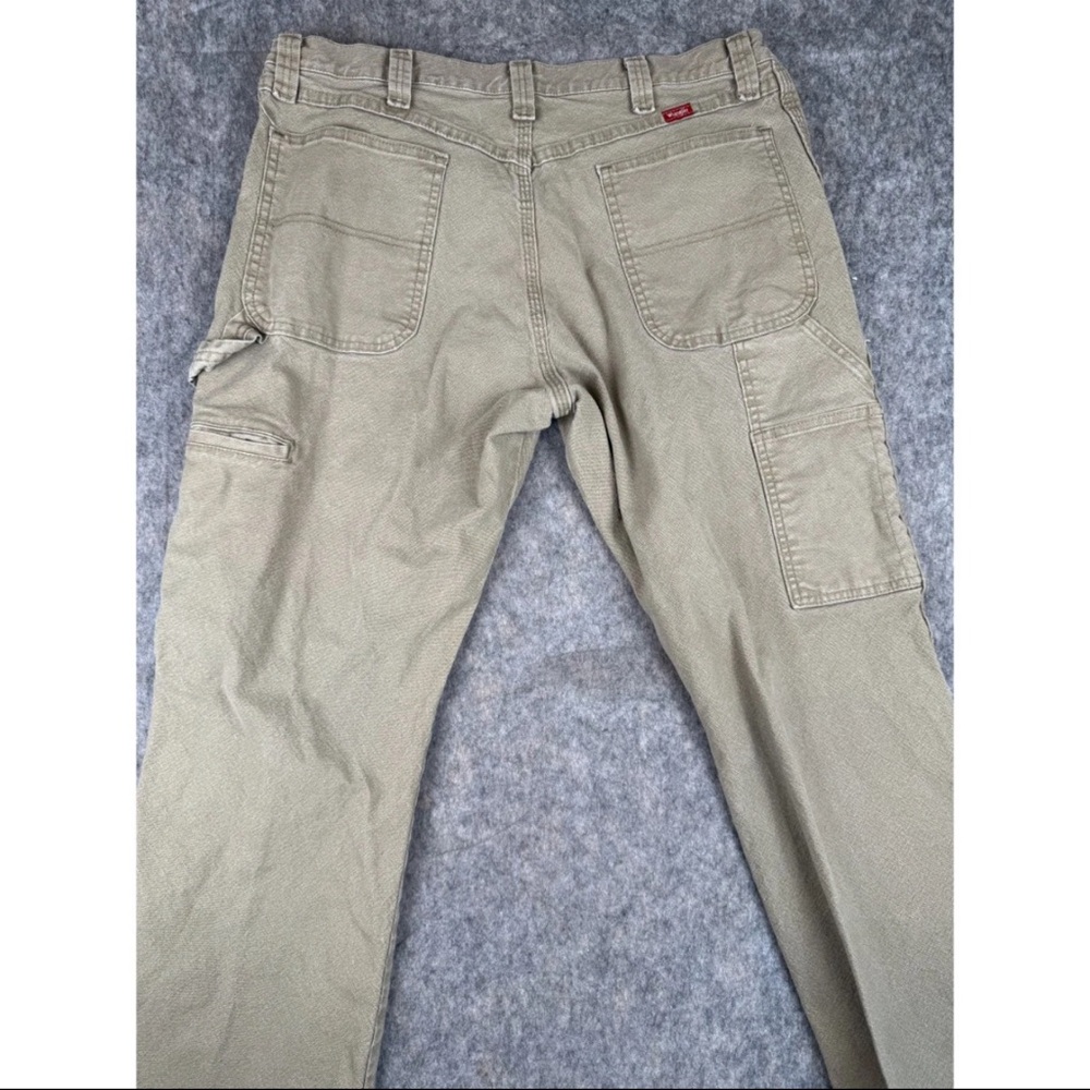 Wrangler Carpenter Jeans Mens 34 X 32 Khaki Cotton Workwear Straight Leg Comfort - Picture 2 of 5